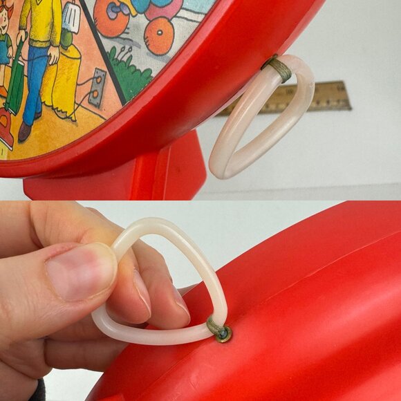 Vtg 1985 Red Plastic Kid Child Toy Safe Sound See Say Mattel Pull String Spin - Picture 4 of 10